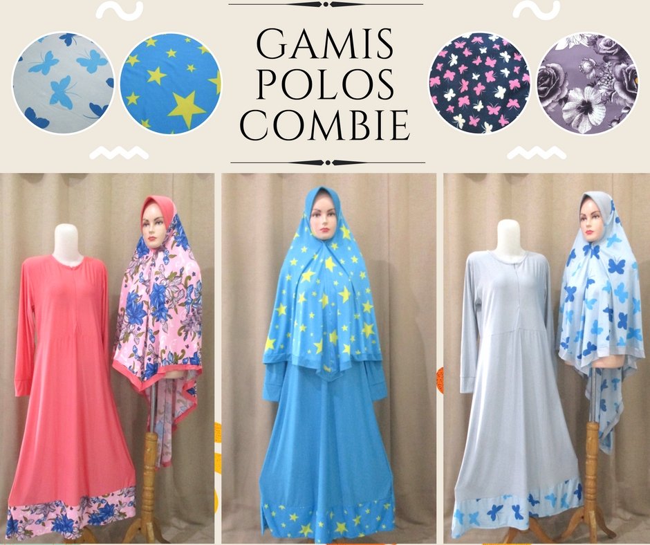 Sentra Grosir Gamis Polos Combi Dewasa Syari Murah